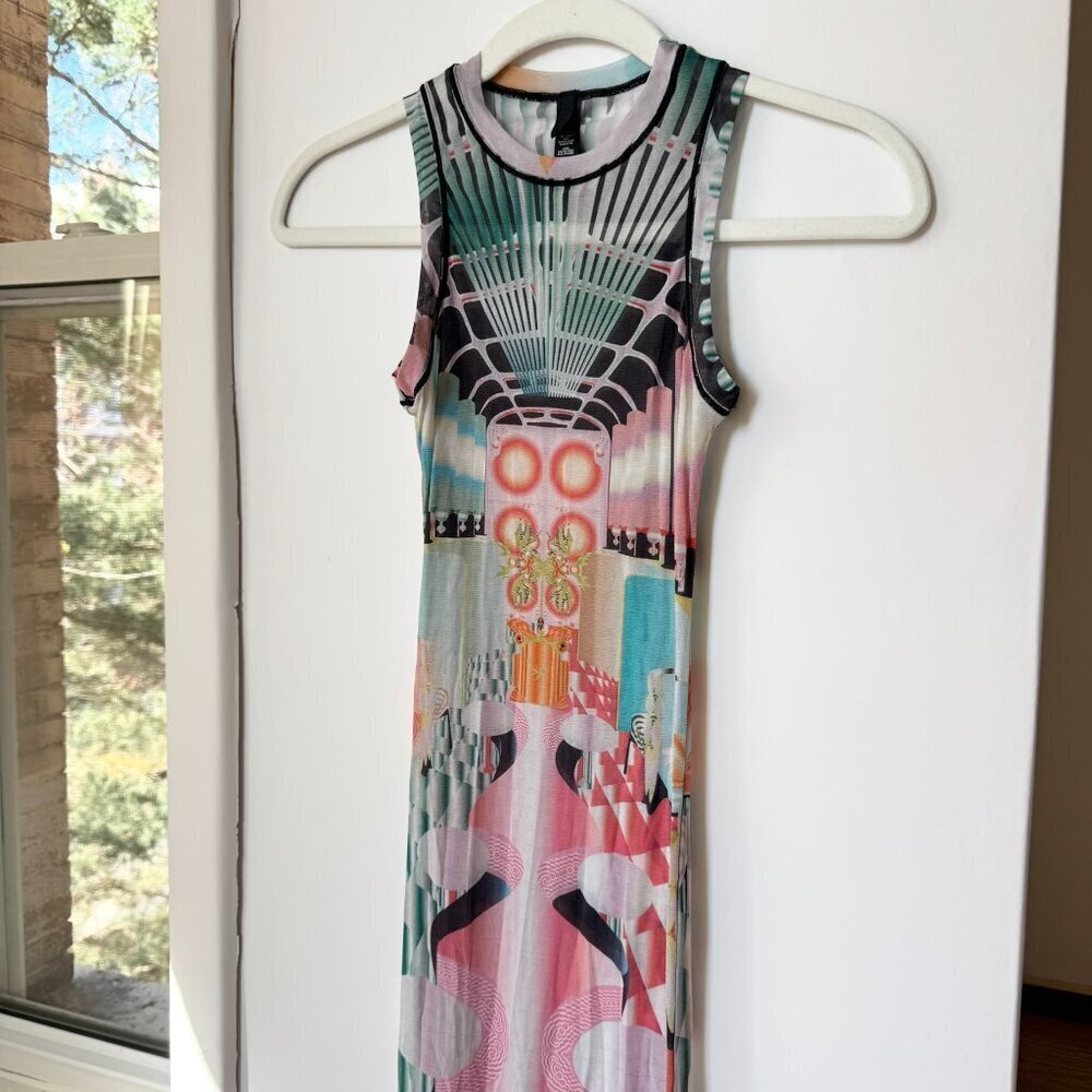 New Skims High Neck Summer Mesh l Maxi Dress Deco Train XS - Picture 5 of 10